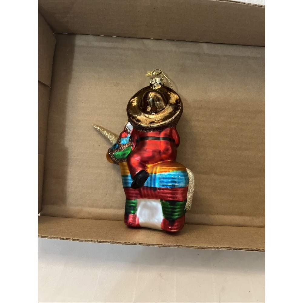 New Papa Noel Glass Christmas‎ Ornament Hispanic Mexican Santa Musician Pinata - Picture 3 of 7
